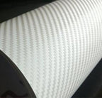 F & B LED LIGHTS White 3D Carbon Fiber Film Twill Weave Vinyl Sheet Roll Wrap (108" X 60", White)