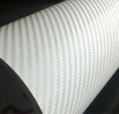 F & B LED LIGHTS White 3D Carbon Fiber Film Twill Weave Vinyl Sheet Roll Wrap (108" X 60", White)