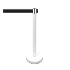 VIP Crowd Control Retractable Belt Stanchion Queue Safety Barrier Set, 36" Ht, 78" Belt (2 WHT Posts Black Belt)