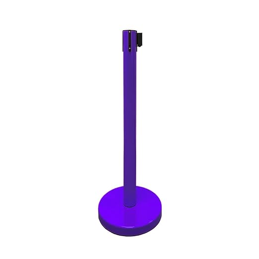 VIP Crowd Control Retractable Belt Queue Safety Stanchion Barrier Set, 36" Ht, 78" Belt + Wall Bracket (6 Pur Posts Pur Belt + SFrame + WBracket)