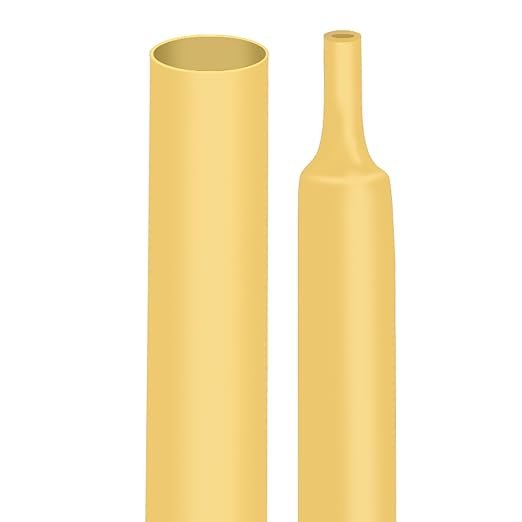 XHF 1/2 Inch 4Ft 3:1 Waterproof Heat Shrink Tubing Roll Marine Grade Adhesive Lined Heat Shrink Tube, Insulation Sealing Oil-Proof Wear-Resistant Yellow