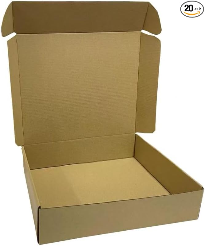 Shipping Boxes 13x11x3 Inches, 20 Pack Corrugated Cardboard Mailing Boxes for Small Business, Kraft Literature Mailer Medium Brown Box Packaging Supplies