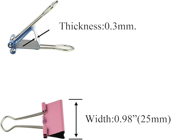 HAHIYO Binder Clips Paper Clamps Spring Steel Sturdy 0.98 inches Width 0.31 Inch Capacity No Sharp Edges Heavy Duty Tight Grip Reusable Color Metal Bright Finish for Home Office School 28 Pack