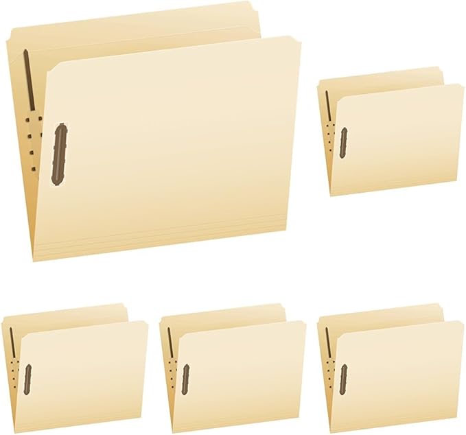 Pendaflex Manila Fastener Folders, Letter Size, 2 Fasteners, Straight Cut, 50/BX (FM212) (Pack of 5)