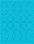 NextDayLabels 8-1/2 x 11" Neon Color High Light Fluorescent Labels for Laser & Inkjet Printer (Blue Fluorescent, 1.5" Round - 30 Per Page | 3000 Labels)