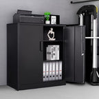 Letaya Metal Storage Cabinets with Lock, Small Locker Steel Cabinets, Adjustable Shelves 2 Doors for Home,Office, Warehouse,Garage(Black-36)