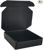 4x4x1'' Small Shipping Boxes 25 Pack, Corrugated Cardboard Mailers for Business, Black (CM441B25)