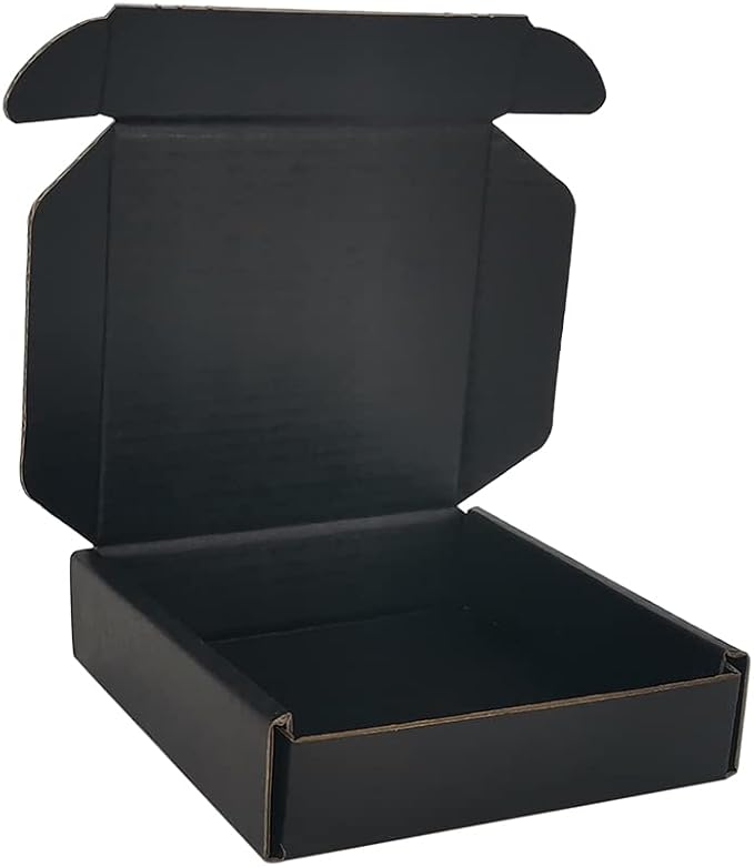 400 Pack 4x4x1'' Small Shipping Boxes, Corrugated Cardboard Mailers for Business, Black (CM441B-400)
