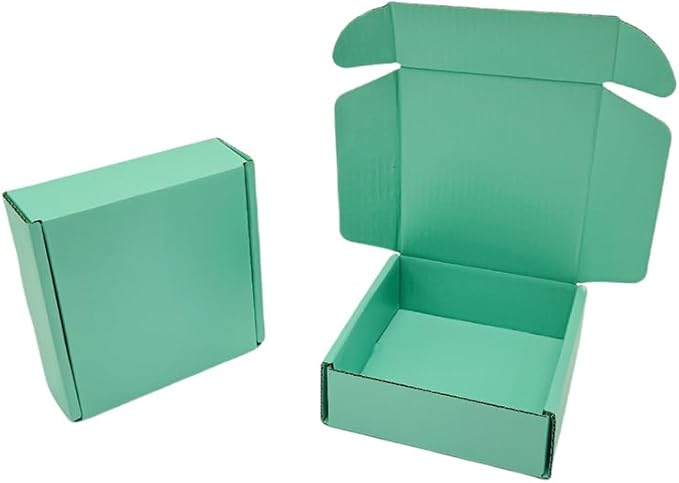 15 Pcs 6 x 6 x 2 inches Corrugated Cardboard Gift Boxes Recyclable Shipping Boxes for Mailing & Holidays, Wedding, Birthday, Gifts Packaging (Mint green, 6 x 6 x 2")