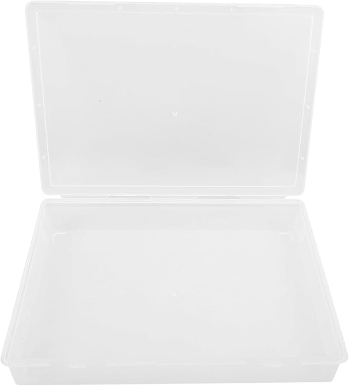 PartyKindom Large A4 File Organizer Box with Lid, Plastic Document Storage Case for Certificates and Photos, Desktop Office Storage Container for Papers and Small Items