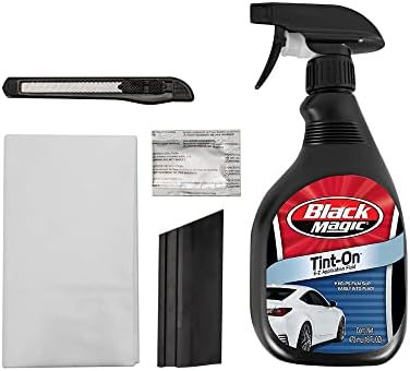 Rvinyl Window Tint Kit Compatible with Dodge Grand Caravan 2008-2020 in Black - Spray Bottle, Razor Blade, Conqueror Squeegee, Micro Fiber Cloth