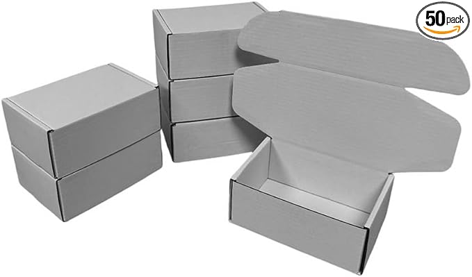 50 Pcs 4.3 x 3.1 x 2 inches Mini Size Corrugated Cardboard Gift Boxes Recyclable Shipping Boxes for Packing Jewelry Ornament Gift Craft Packaging Supplier (Gray, 4.3 x 3.1 x 2")