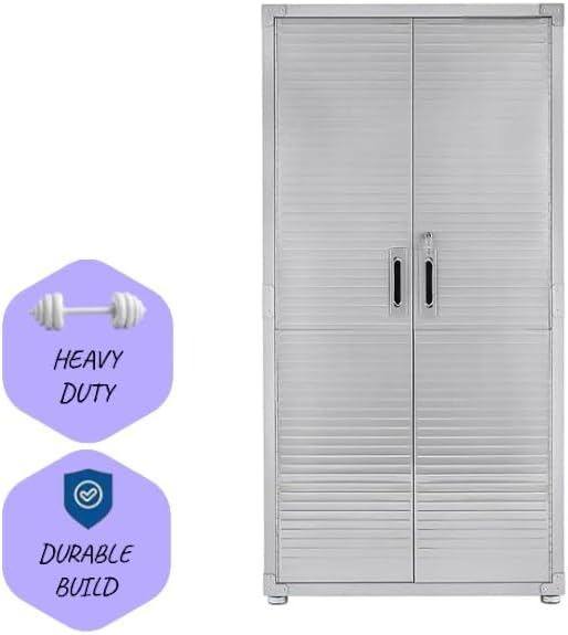 Heavy Duty Storage Solid Stainless Steel Cabinet with Lockable, Adjustable Shelf, Metal Garage Organizer (Granite, 36" W x 24" D x 72" H)