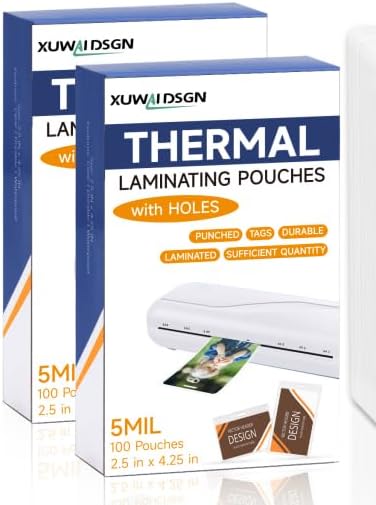 200 Pack 5mil 2.5" x 4.2" Thermal Laminating Pouches Badge Laminate Pouches Clear Laminated Luggage Tags Printable Laminator Pouches for Business Permits Cards (200, 2.5" x 4.2"-5mil)