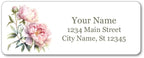 Personalized Return Address Labels - Delicate Peonies - 60-1000 Custom Self-Adhesive Stickers