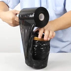 BOMEI PACK1 Roll Industrial Black Mini Stretch Wrap Roll with Handle 5" x 1000Feet 80 Gauge, Heavy Duty Durable Self-Adhering Plastic Wrap for Packing, Moving