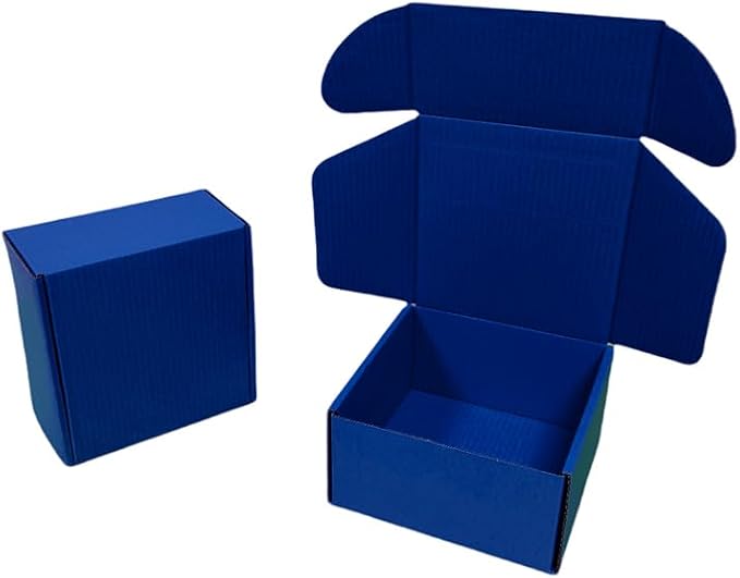 15 Pcs 6 x 6 x 3 inches Corrugated Cardboard Gift Boxes Recyclable Shipping Boxes for Mailing & Holidays, Wedding, Birthday, Gifts Packaging (Industrial Blue, 6 x 6 x 3")