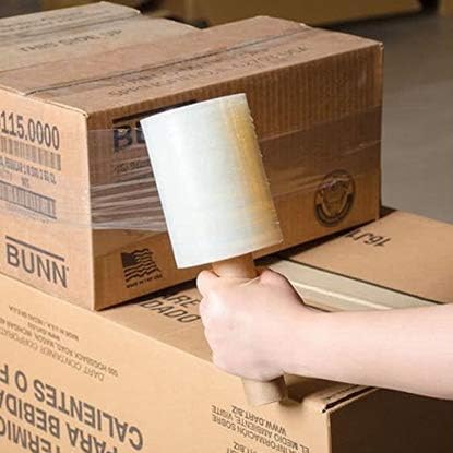 12 Packs of 5 inch x 1000 ft Stretch Wrap Film with Handle 70 Gauge Extra Thick Clear Mini Hand Stretch Wrap Rolls, Clear