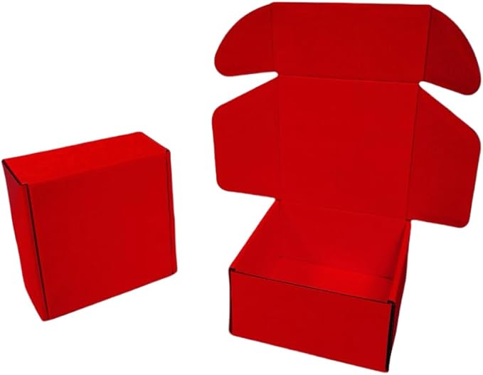 15 Pcs 6 x 6 x 3 inches Corrugated Cardboard Gift Boxes Recyclable Shipping Boxes for Mailing & Holidays, Wedding, Birthday, Gifts Packaging (Red, 6 x 6 x 3")