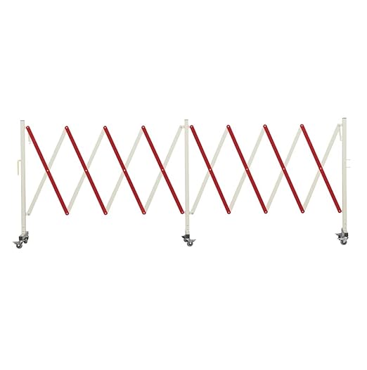 Trafford Industrial Expandable Metal Barricade, 16 Feet, Red and White, Mobile Safety Barrier Gate, Retractable Traffic Fence