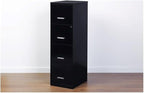 Scranton & Co 18" Deep Light Duty 4 Drawer Metal Letter Filing Cabinet in Black, Pre-Assembled