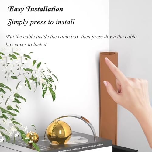 Self-Adhesive PVC Corner Cord Cover - Cable Floor Protector Strip, Wire Hider for Home & Office - Easy Mounting, Black (NO.3)