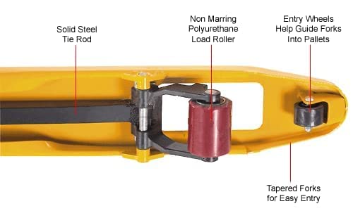 Global Industrial Industrial Duty Pallet Jack with 27" W x 48" L Forks, 5500 lb. Capacity, General Purpose Manual Pallet Truck for Warehouse, Manufacturing and Retail