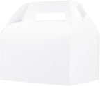 UnicoPak 5 Pack 10x7x7.5 Extra Large Gable Boxes, White Gift Boxes with Handle Lunch Boxes To Go for Birthday Wedding Party Favors Picnic Welcome