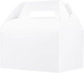 UnicoPak 20 Pack 10x7x7.5 Extra Large Gable Boxes, White Gift Boxes with Handle Lunch Boxes To Go for Birthday Wedding Party Favors Picnic Welcome