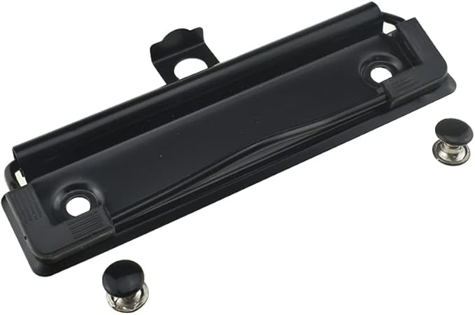 HAHIYO 3.94 Inches Black Metal Clipboard Clips with Rubber Grips 6 Pack Mountable Sturdy Strong Springs with Rivets Document File Wood Plastic Clips Board for Office School Home