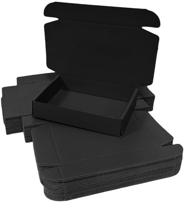 10 Pcs 11.8 x 7.9 x 3.2 inches Corrugated Cardboard Gift Boxes Recyclable Shipping Boxes for Mailing & Holidays, Wedding, Birthday, Gifts Packaging (Black, 11.8 x 7.9 x 3.2")