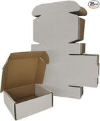 5x5x2'' Small Shipping Boxes 25 Pack, White Corrugated Cardboard Literature Mailers, Mailing Packaging Supplies for Small Business (W552-25)