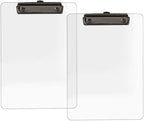 JIARI 2 Pack Clear Acrylic Office Clipboard A4 Letter Size 8.6" x 12.2" (Black)