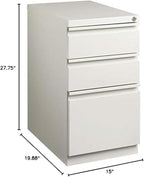 Scranton & Co 3-Drawer Modern Metal Mobile Pedestal File Cabinet in Light Gray
