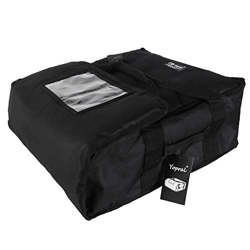 Pizza Bag Thermal Pizza Delivery Bags Insulated Food Delivery Bag Professional Pizza Warmer Carrier Bags Moisture Free Hold Up to 4-16" or 3-18" (Black 20"X20"X9")