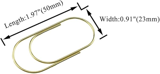 HAHIYO Paper Clips Sturdy 2 inches Length 30 Pack Wide Paperclips Heavy Duty Tight Grip Rust Proof Reusable Metal Bright Gold for Home Office School