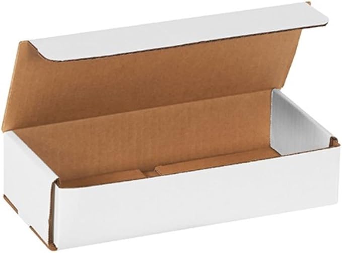 Secure Seal Shipping Boxes - 9x4x2" Mailers Pack of 100 - White Foldable Corrugated Cardboard Packaging for Mailing, Moving, Storage, and Organizing - Strong Lightweight Foldable