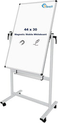 XBoard Whiteboard Mobile, 44x30inch Double Sided Magnetic Dry Erase Board on Wheels, Magnetic Portable Easel with Stand