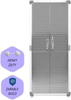 Heavy Duty Storage Solid Stainless Steel Cabinet with Lockable, Adjustable Shelf, Metal Garage Organizer (White, 30" W x 18" D x 72" H)