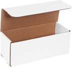 Secure Seal Shipping Boxes – 10x4x4" Mailers Pack of 300 - White Foldable Corrugated Cardboard Packaging for Mailing, Moving, Storage, and Organizing - Strong Lightweight Foldable