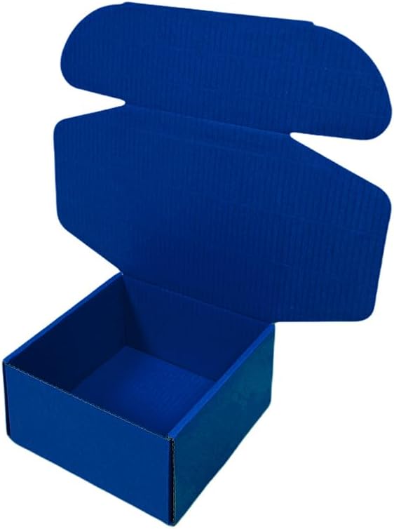 15 Pcs 6 x 6 x 3 inches Corrugated Cardboard Gift Boxes Recyclable Shipping Boxes for Mailing & Holidays, Wedding, Birthday, Gifts Packaging (Industrial Blue, 6 x 6 x 3")