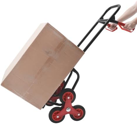 【LuckyNote】 Folding Stair Climbing Dolly, 330 Lb Capacity Manual Truck Heavy-Duty Stair Climbing Hand Truck Trolley with Telescoping Handle and 6 Wheels,17.2x17.3x48.2 inches