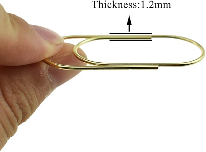 HAHIYO Paper Clips Sturdy 2 inches Length 30 Pack Wide Paperclips Heavy Duty Tight Grip Rust Proof Reusable Metal Bright Gold for Home Office School