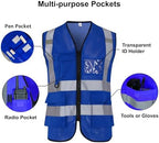 Reflective Safety Vest for Men Women 6 Pockets High Visibility Construction Work Vest, Class 2, Meets ANSI Standards