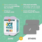 Healthy Packers Reusable Ice Packs for Lunch Boxes - Long Lasting Slim Freezer Packs, Thin Non-Toxic BPA-Free Hard Gel Ice Blocks for Coolers, Kids & Adults Lunch Bags, Travel, Camping, Food Storage