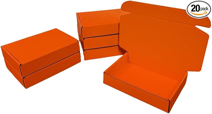 20 Pcs 17.7 x 13.8 x 2.5 inches X-Large Size Corrugated Cardboard Gift Boxes Recyclable Shipping Boxes for Mailing & Holidays, Wedding, Birthday, Gifts Packaging (Orange Red)