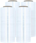 PSBM Stretch Wrap, 4 Pack, 16 Inch x 1500 Feet, 47 Gauge, Clear Plastic Cling, Cast Hand Stretch Film Rolls for Packaging Moving Packing Pallets