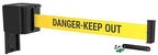 WM412 Retractable Belt Wall Mounted Smooth Black Crowd Control Barrier and Receiving End, 15' Danger Keep Out Belt