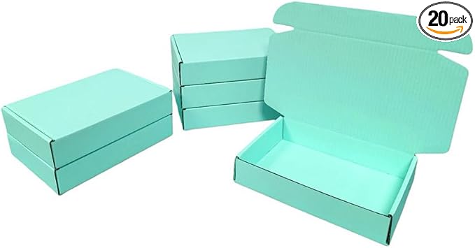 20 Pcs 15.8 x 11.8 x 3 inches Larger size Shipping Boxes for Small Business Cardboard Corrugated Mailer Boxes for Shipping Packaging Holidays Craft Gifts Giving Products (Mint green, 15.8 x 11.8 x 3")