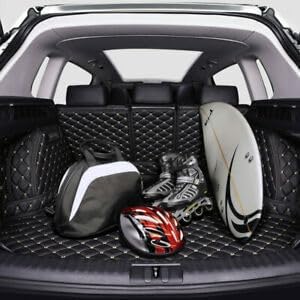 Trunk Cargo Liner for Mercedes GLE SUV GLE300 GLE320 GLE350 GLE400 2020-Current 7-Seater Full Coverage Protection, All Season, Heavy Duty Black w/Red Stitching